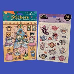 1996 Hallmark Stickers Vintage 80s AGC Dressed Cats Victorian Birthday Tea Party
